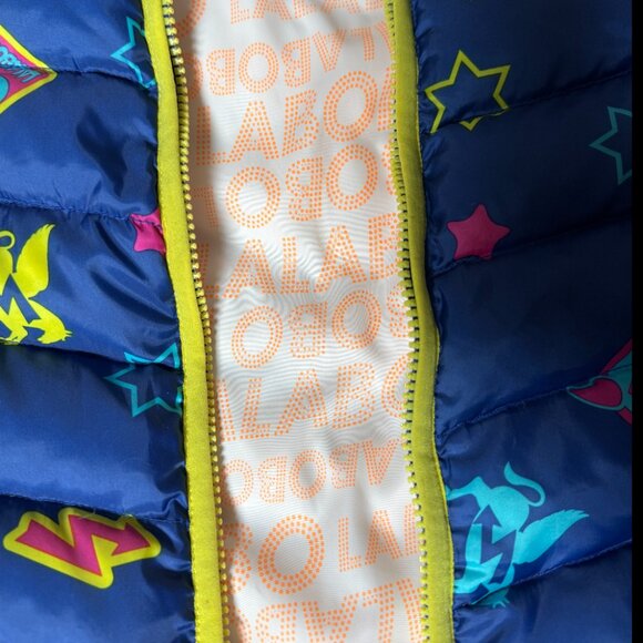 LALA BOBO RARE BRIGHT FUN GRAPHIC PUFFER HOODIE JACKET COAT LARGE - Picture 7 of 10